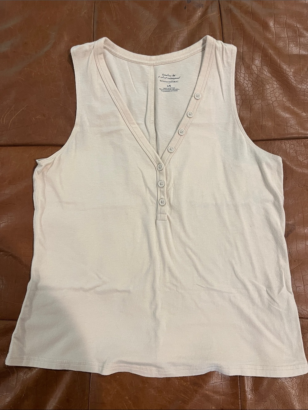 Banana Republic Button-Trim Henley Tank - Cream